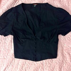 Elegant Black Button-Up top